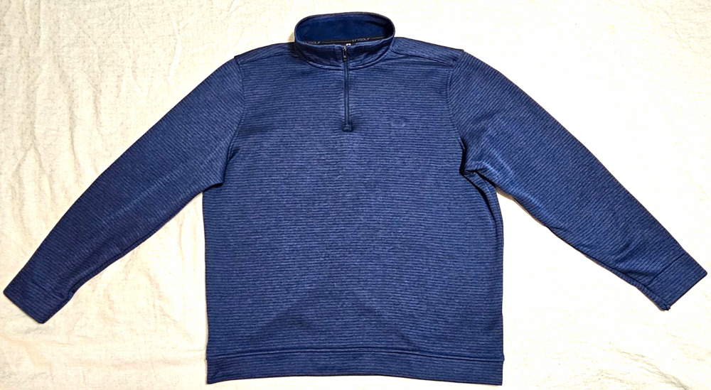 Under Armour Storm Golf Pullover Mens XL Blue Striped Fleece 1/4 Zip Sweater